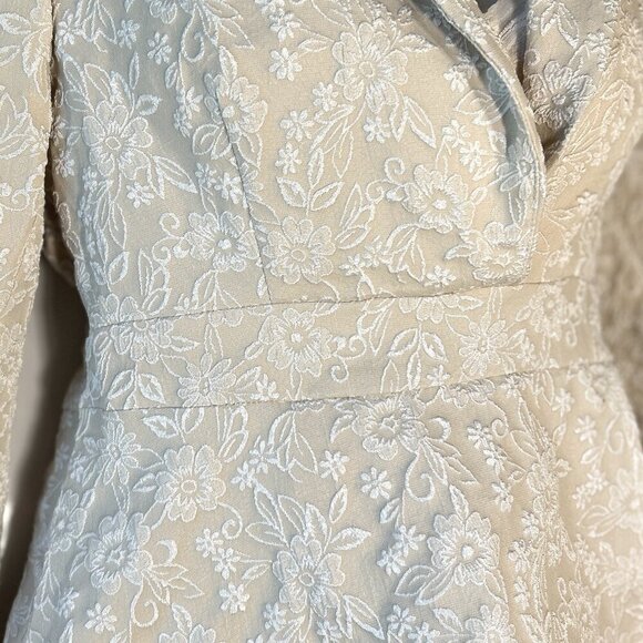 Cream Brocade SZ XXL Lace Print Peplum Top/Jacket Dressy Formal Vintage Inspired - Picture 4 of 9